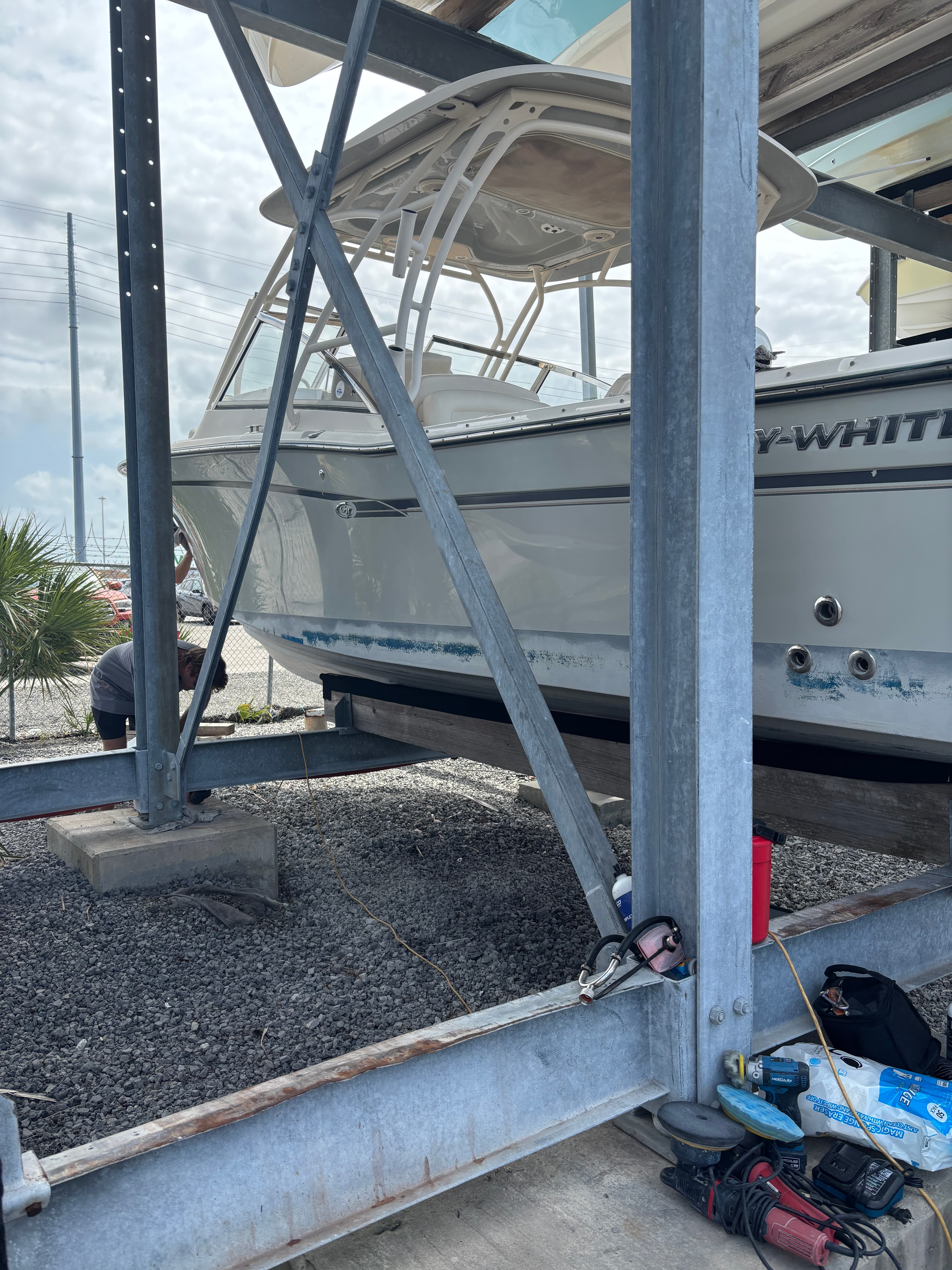 Grady-White hull after Apex Detailing polish