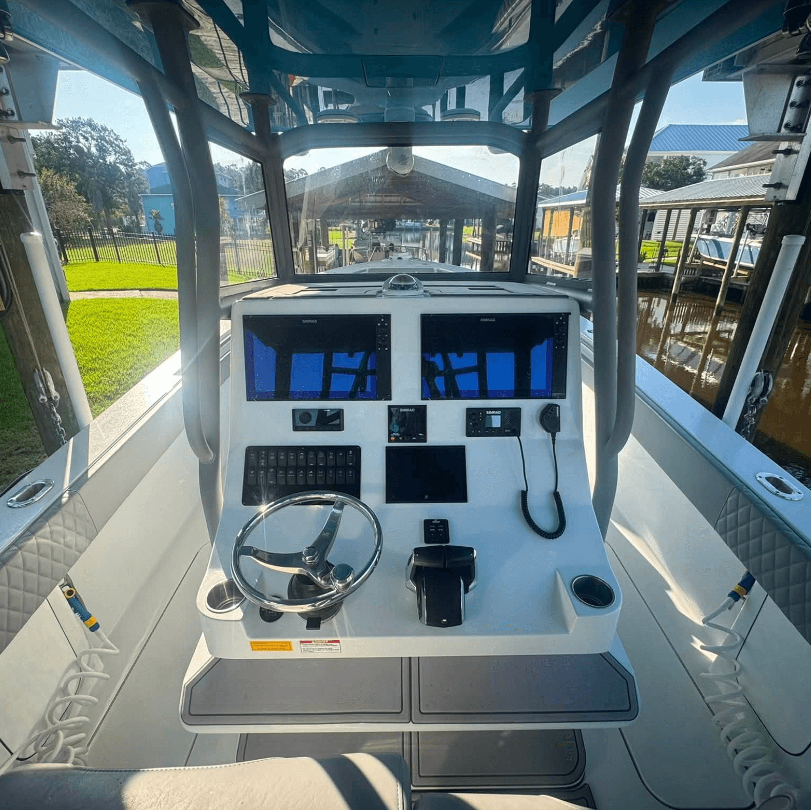Pristine helm and console detailed by Lagniappe Yacht Care